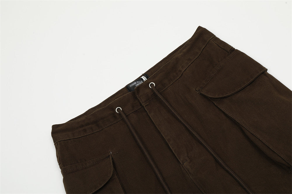 Men's Functional Three-dimensional Large Pocket Straight-leg Denim Trousers