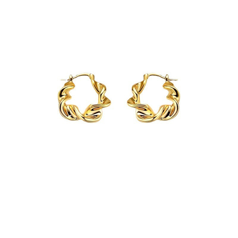 European And American Style Golden Twist Earrings