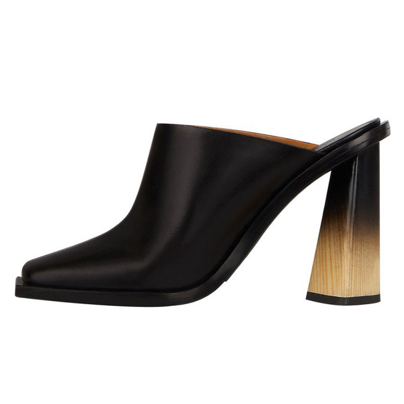 Demi-pantoufles paresseuses à bout carré et talon profilé