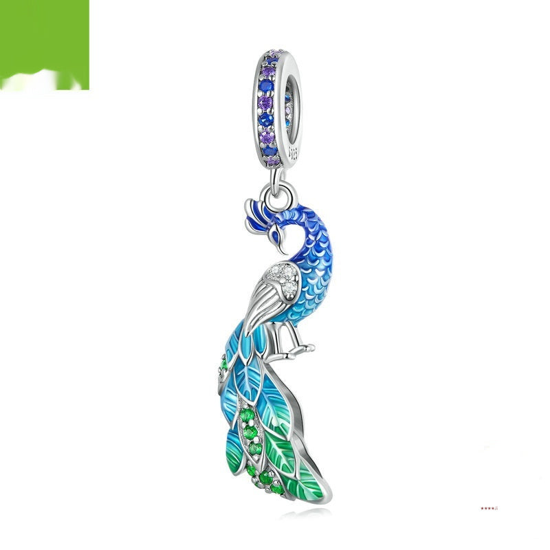 Dégradé goutte d'huile exquis Phoenix Bracelet à bricoler soi-même collier pendentif aile intelligente S925 argent perlé