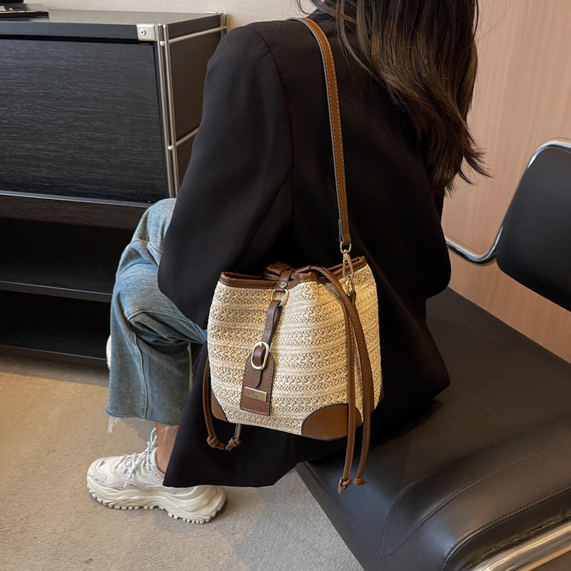 Sac messager d'été coréen en paille tressée, ceinture de traction, tissage de plage Simple, sac à bandoulière