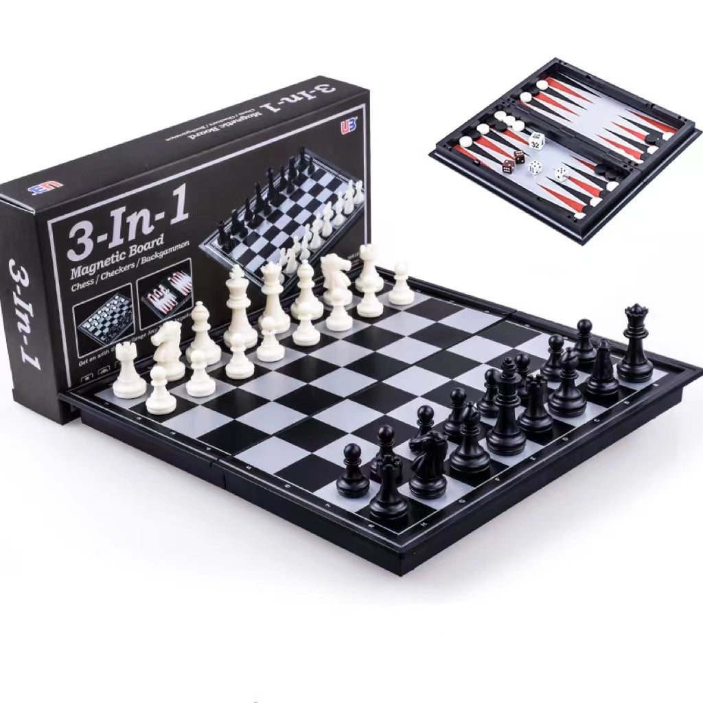 Backgammon de dames d'échecs magnétiques trois en un