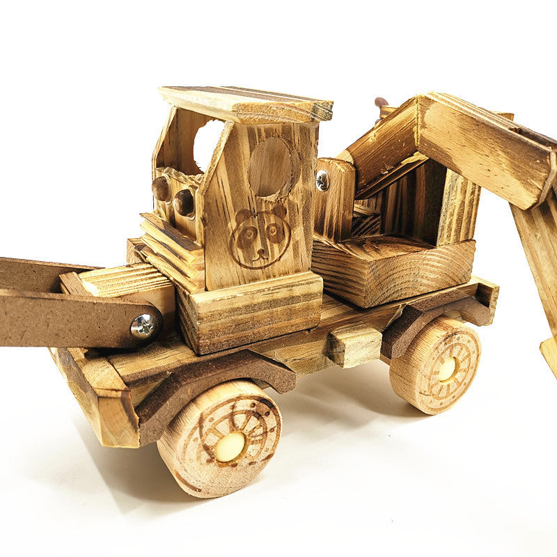 Juguete modelo de excavadora de madera, juguete grande