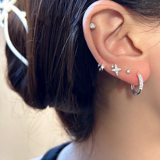 Clip d'oreille géométrique en strass et Zircon pour femmes, Simple