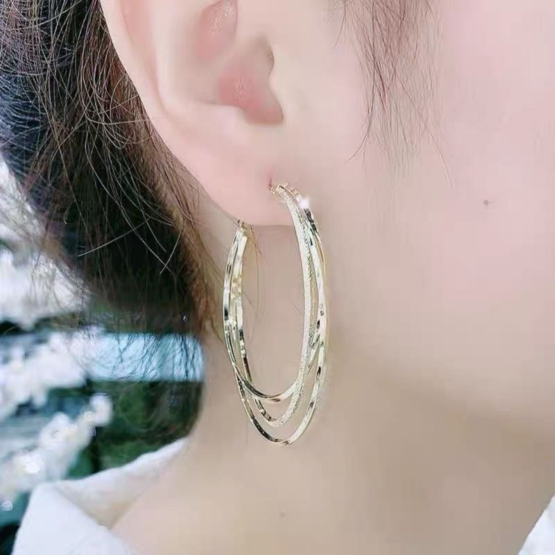 Boucles d'oreilles multicouches à aiguilles en argent, nouvelle mode