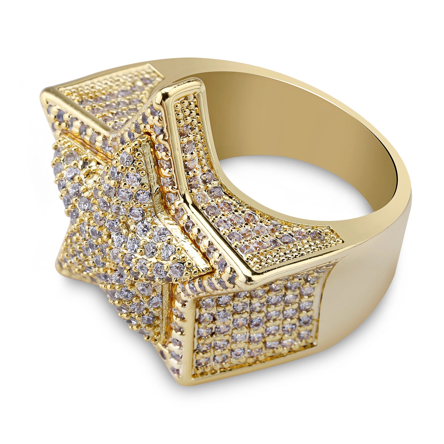Bague Tridimensionnelle Étoile À Cinq Branches Légèrement Incrustée De Zircon