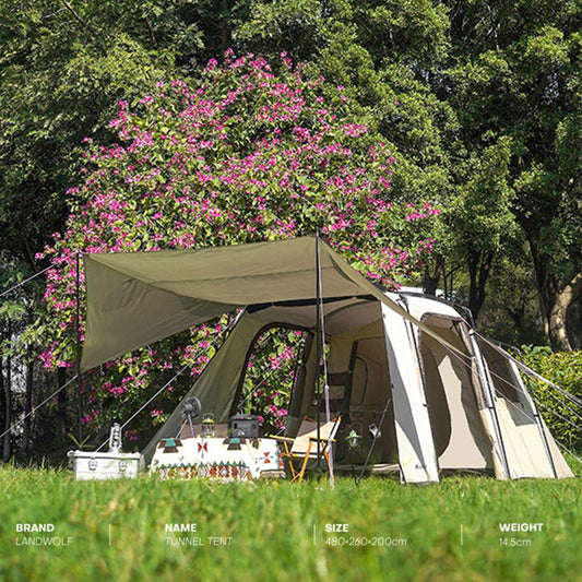 Landwolf-tienda de campaña con túnel espacial grande para acampar al aire libre, turista