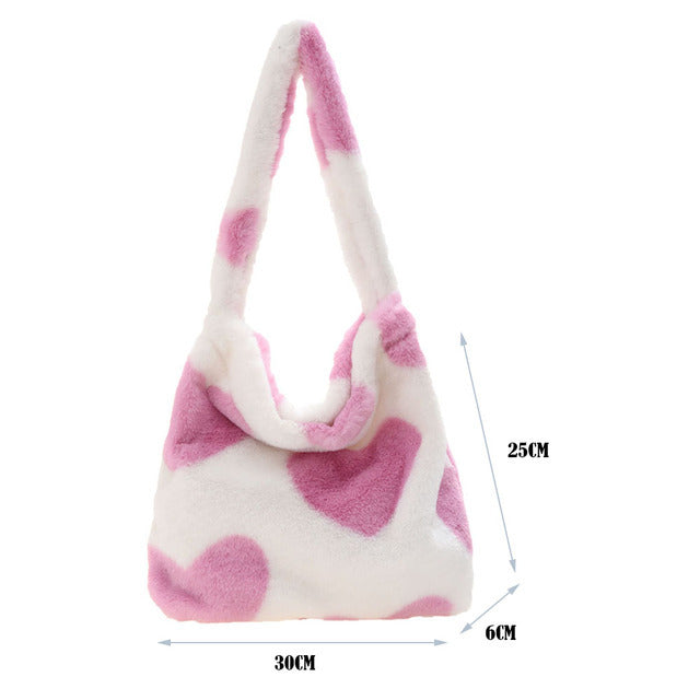 Sac à main portable en peluche pour femme
