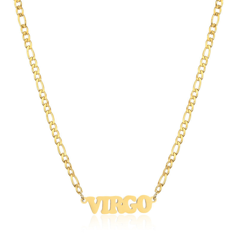 New 304 Stainless Steel 18K Gold Simple Twelve Constellations Necklace