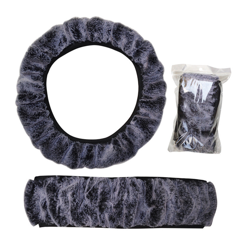 High-density Rex Rabbit Plush Elastic Steering Wheel Cover