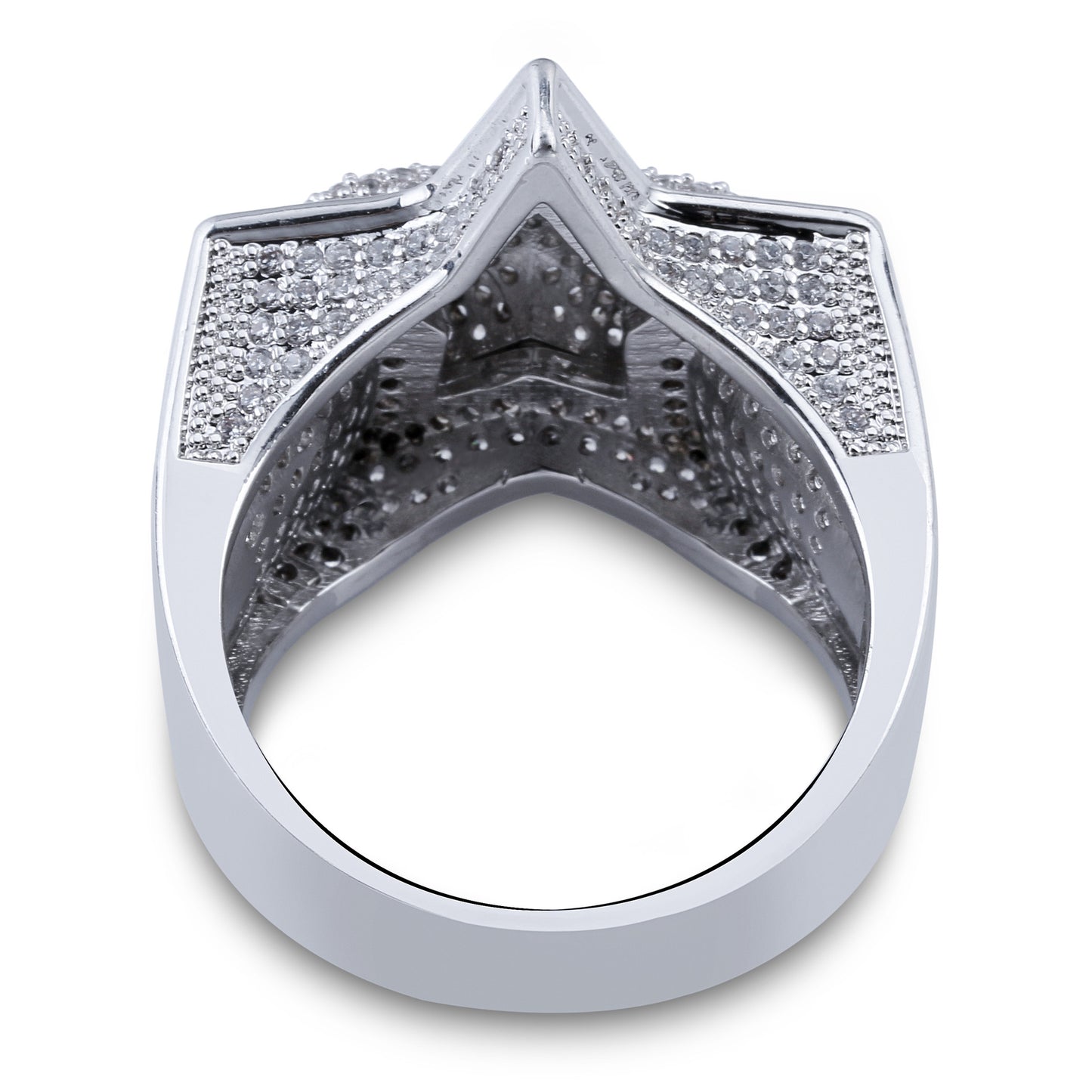 Bague Tridimensionnelle Étoile À Cinq Branches Légèrement Incrustée De Zircon