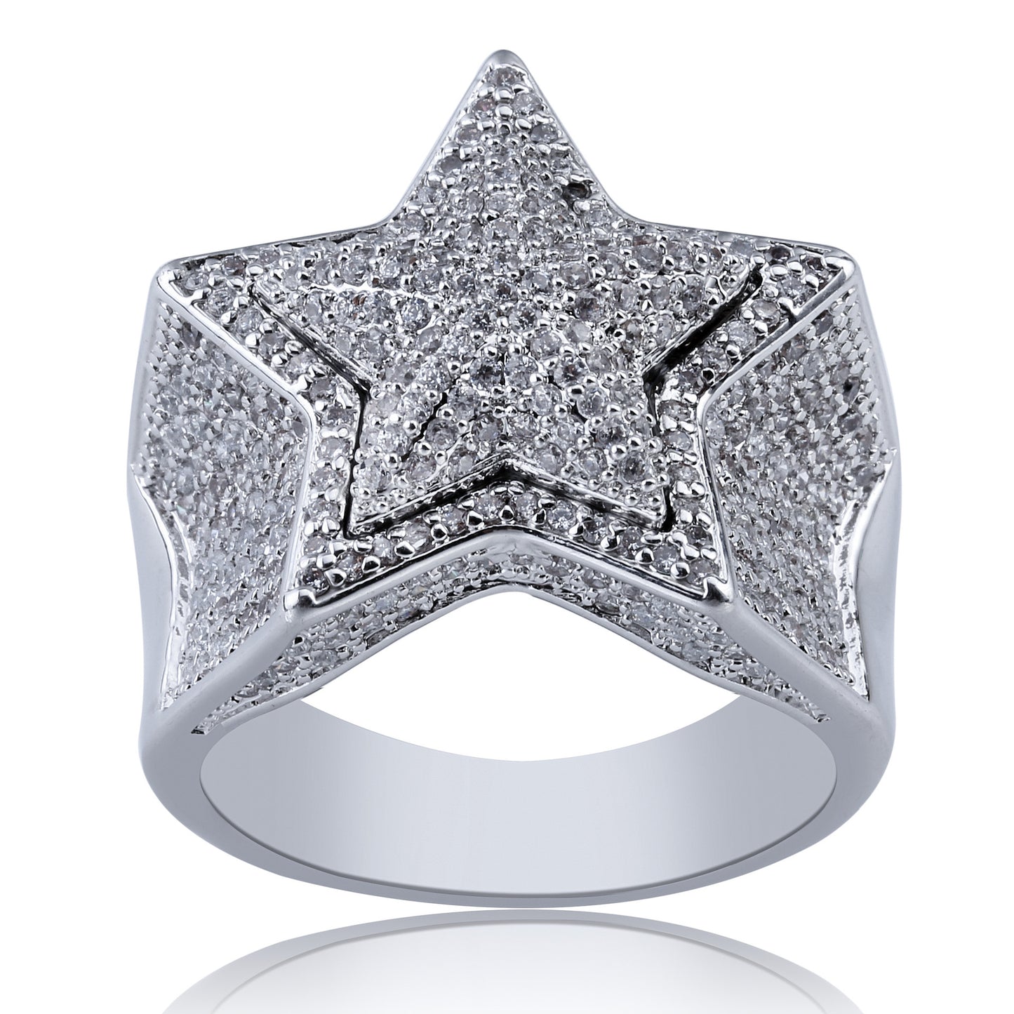 Bague Tridimensionnelle Étoile À Cinq Branches Légèrement Incrustée De Zircon