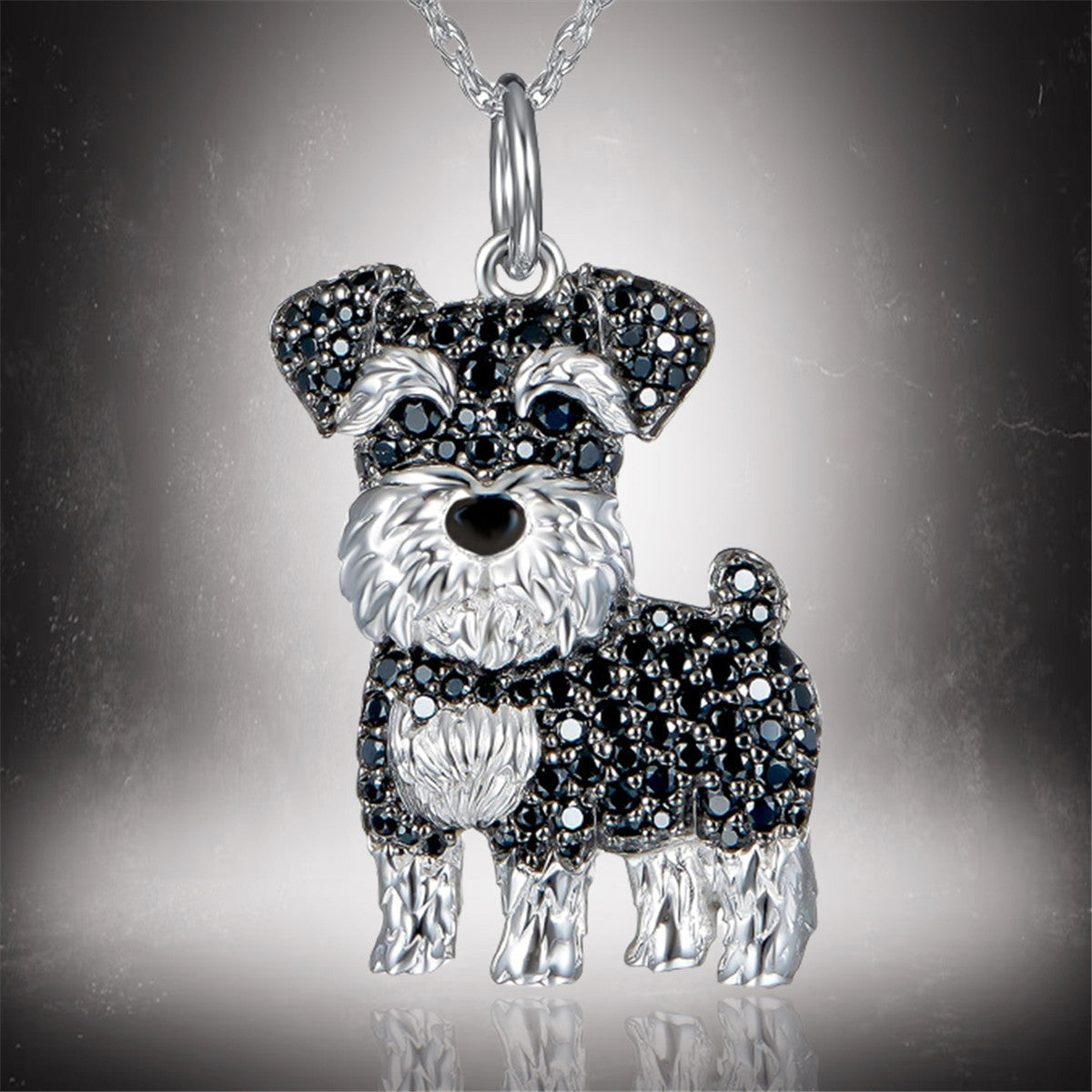 Collier de moulage sous pression en alliage de Zinc, dessin animé mignon Schnauzer exquis et écologique
