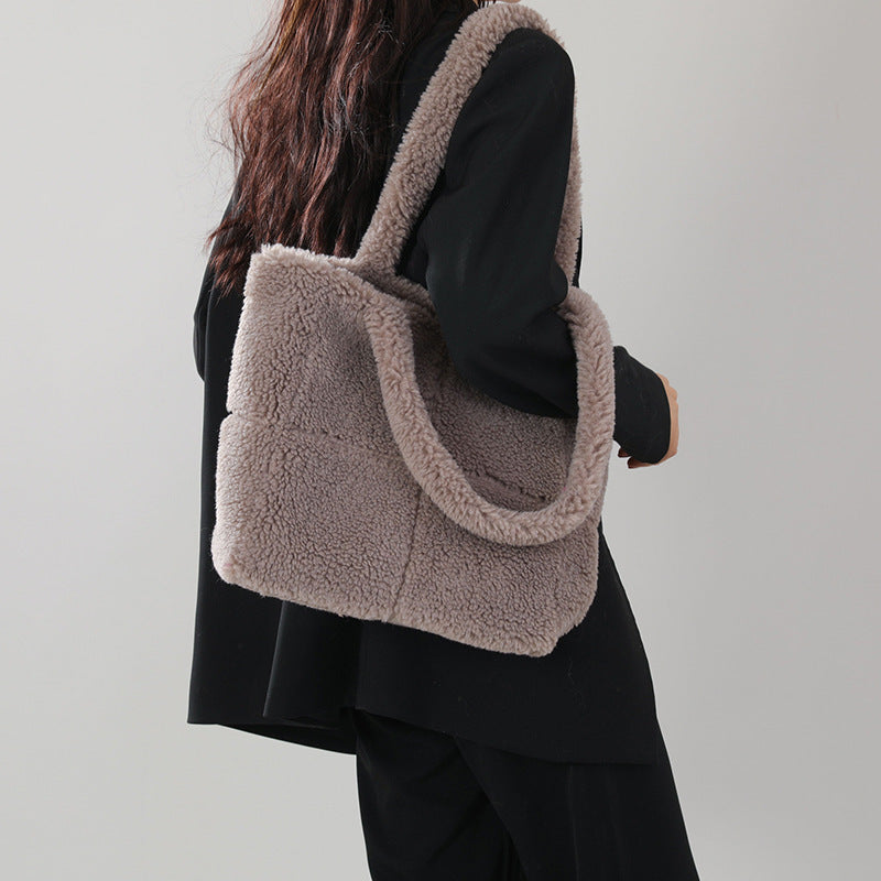 Sac à main en peluche de luxe pour femmes, fourre-tout mignon de mode d'hiver, grande capacité, Portable, épaule unique, sacs en fourrure