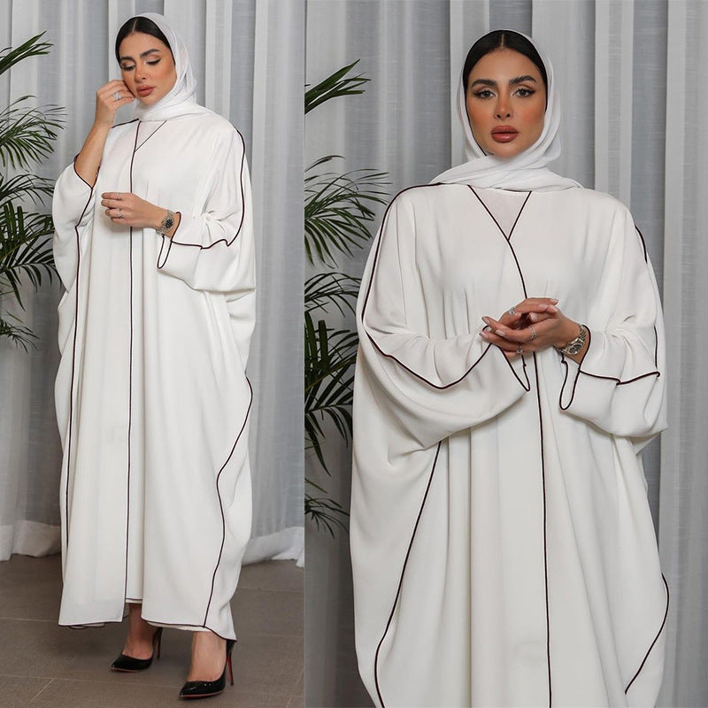 Robe Abaya grande taille en patchwork blanc pour femmes