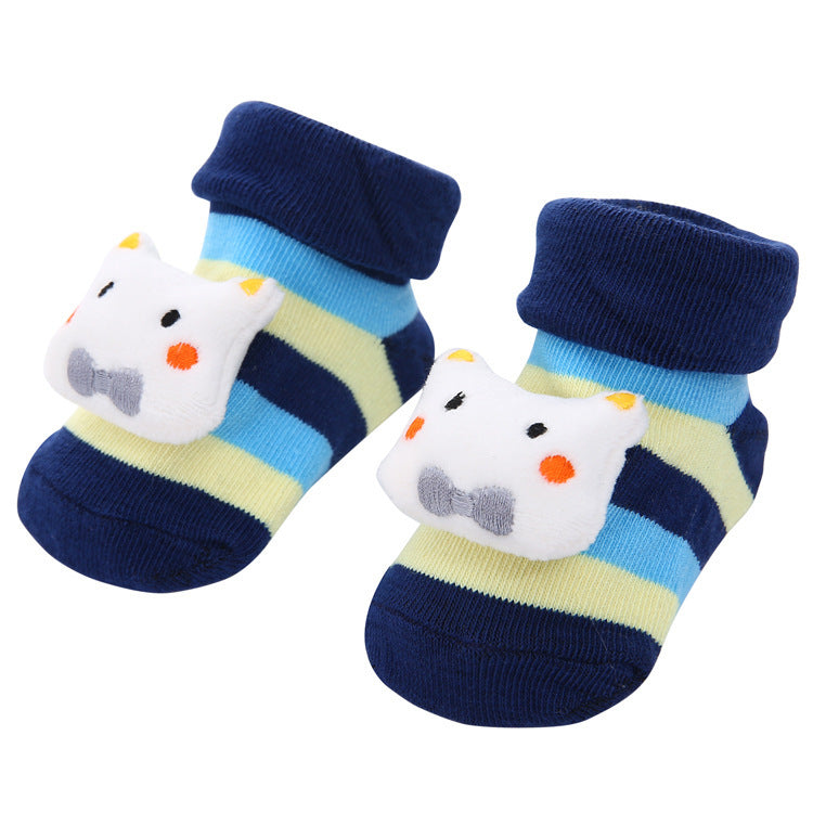 Chaussettes antidérapantes tridimensionnelles pour bébé, dessin animé, pour nouveau-né, poupée, vente en gros