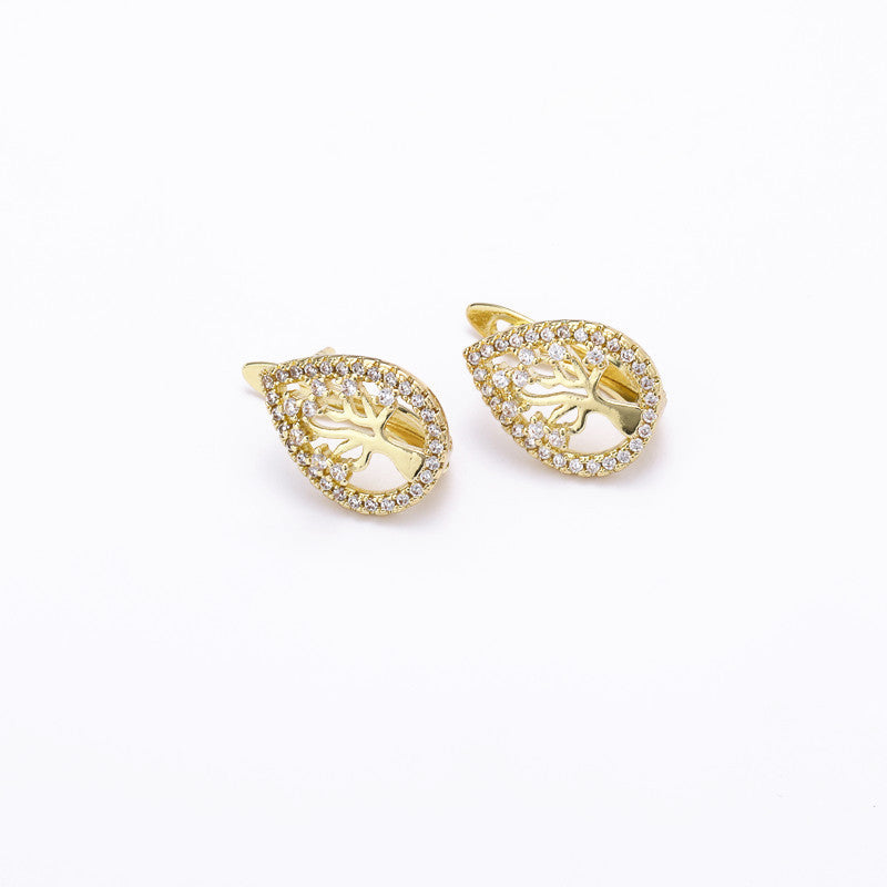 Boucles d'oreilles créatives en cuivre cloutées de zircon