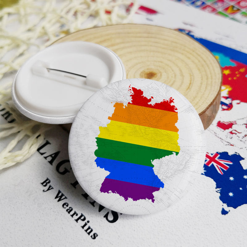 Badge de bouton arc-en-ciel de carte de drapeau de l'Allemagne