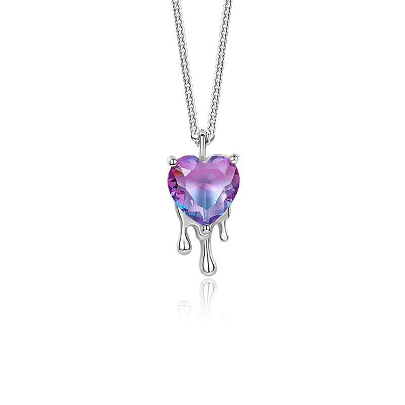 925 Sterling Silver Dissolved Love Necklace Female Niche Design Gradient Zircon Necklace Pendant