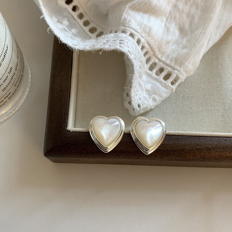 925 Sterling Silver Needle Pearl Stud Earrings Women's All-match Refined Simple
