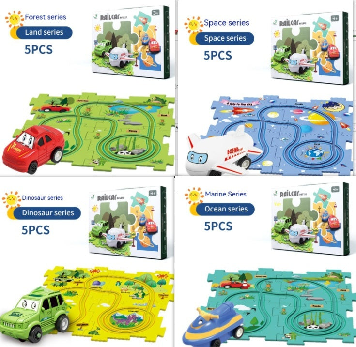 Puzzle pour enfants, vitesse de chemin de fer électrique, assemblage de voiture électrique automatique, scène de ville, Construction, jouet éducatif, cadeau