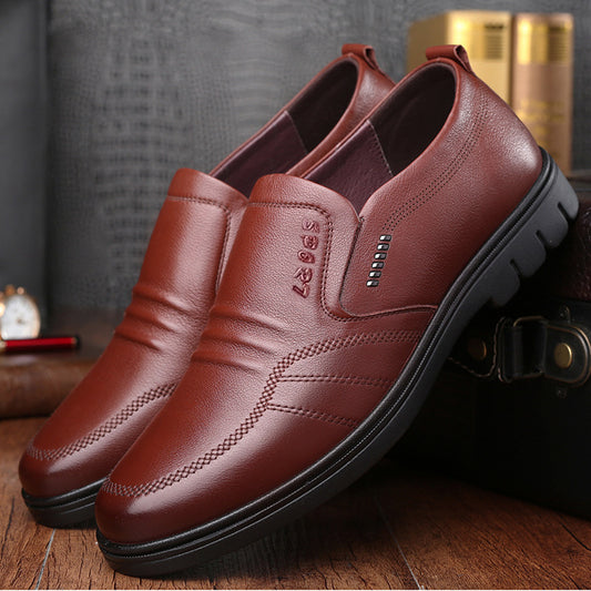 Zapatos casuales de cuero antideslizantes de suela blanda para hombre