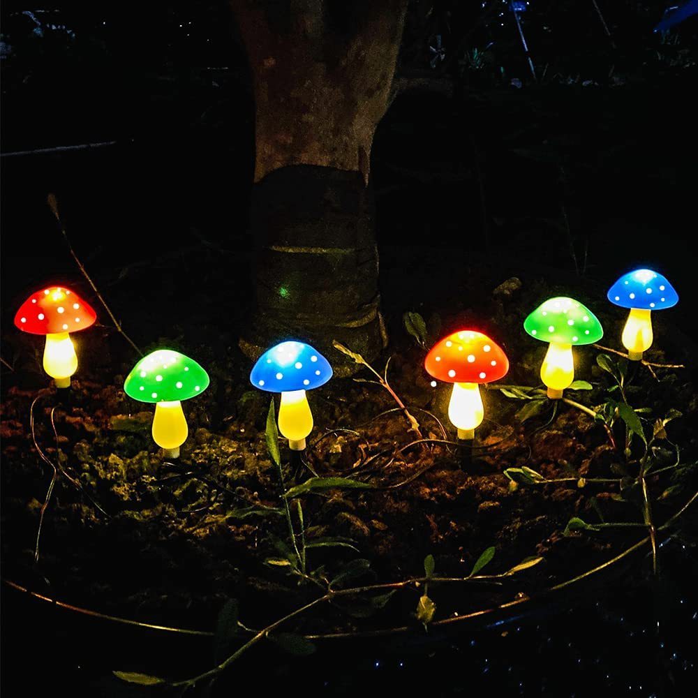 Guirlandes lumineuses à énergie solaire Lampe champignon en plastique Guirlandes lumineuses