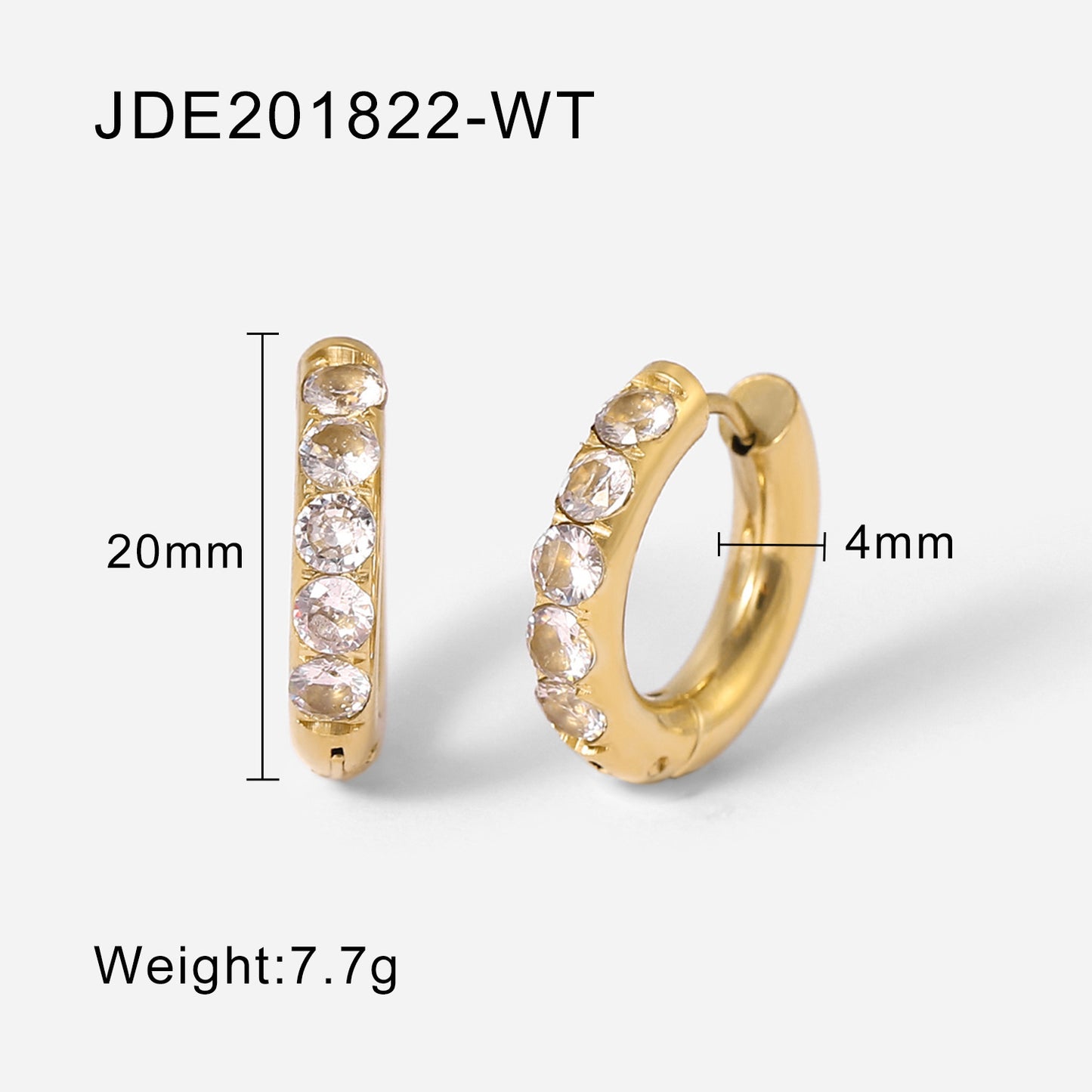 Boucles d'oreilles rondes en zircone pour femme, plaqué or 18 carats, en acier inoxydable