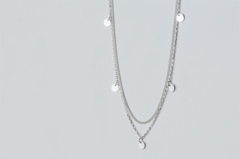 Silver Necklace Women's Elegant Double Layer