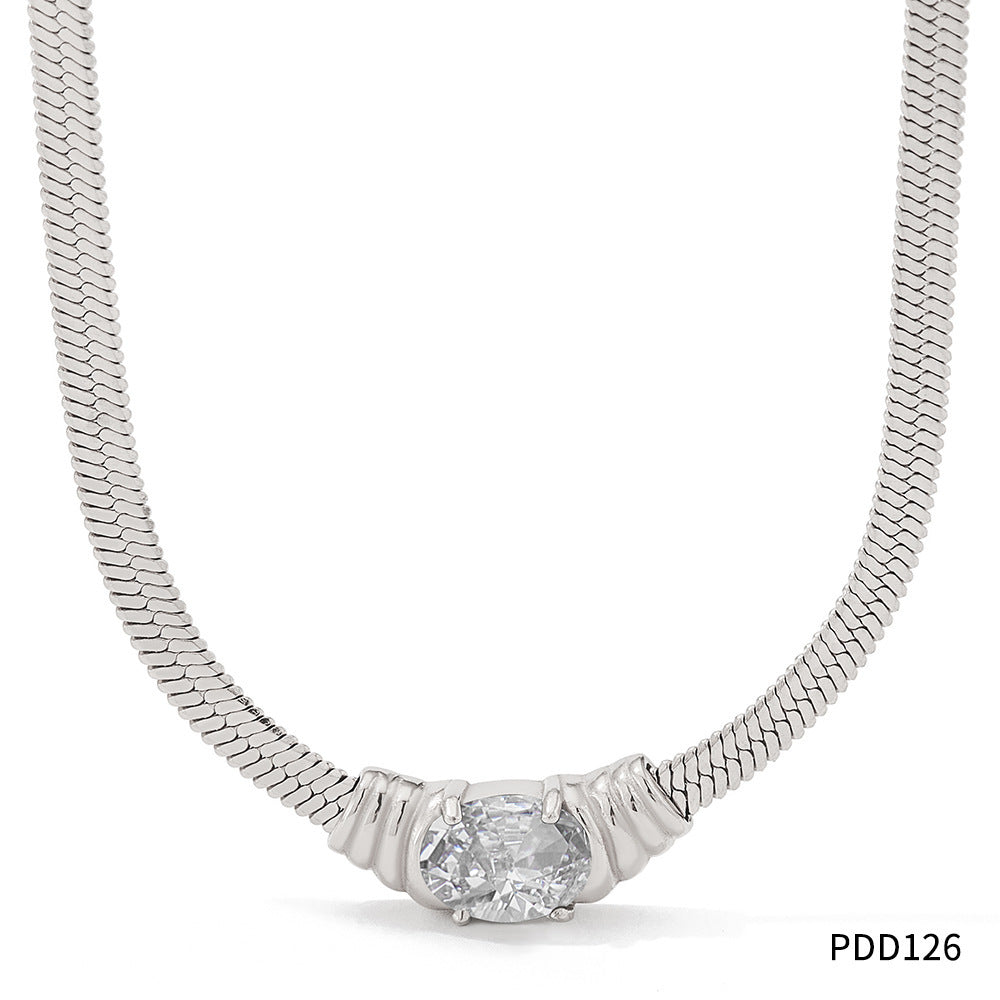 Collier d'ornement en acier inoxydable avec pendentif en pierre de verre pour femmes