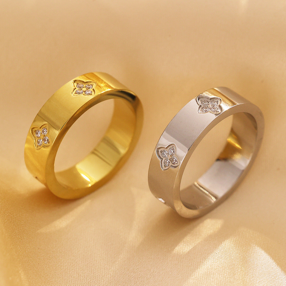 Bague en acier titane sertie de diamants Female Love