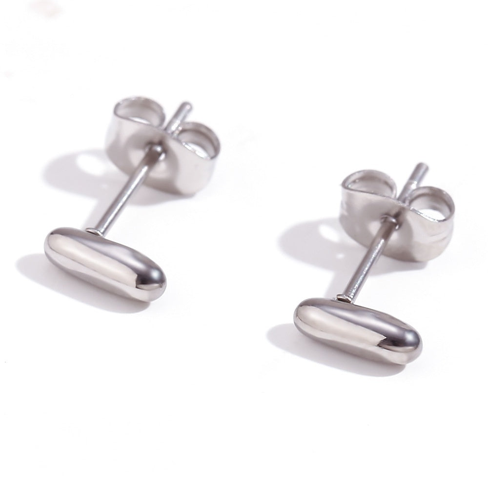 Titanium Steel Earrings 18K Gold Mini Alphabet Letter Earrings Women