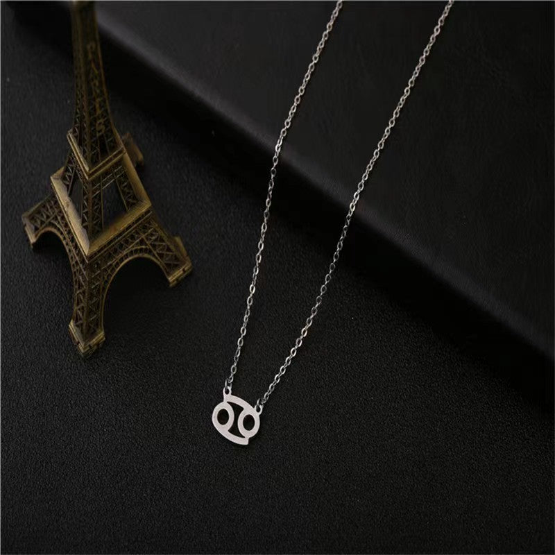 Twelve Constellation Pendant Necklace Simple Titanium Steel Clavicle Chain