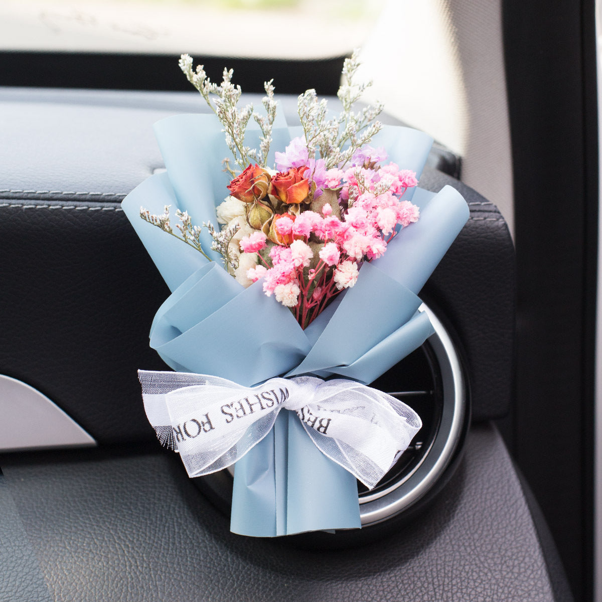 Parfum de ventilation d'aromathérapie pour voiture, Bouquet séché éternel créatif fait à la main, ornement de roses