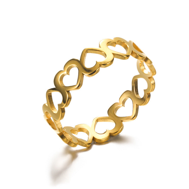 Anillo hueco de acero inoxidable Anillo geométrico en forma de corazón