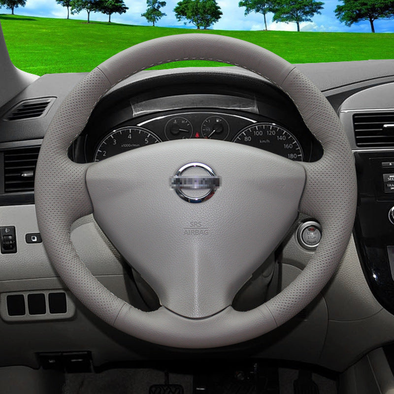 Couvre volant en cuir cousu main