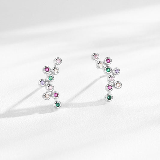 S925 Sterling Silver Rainbow Zircon Small Bubble Stud Earrings