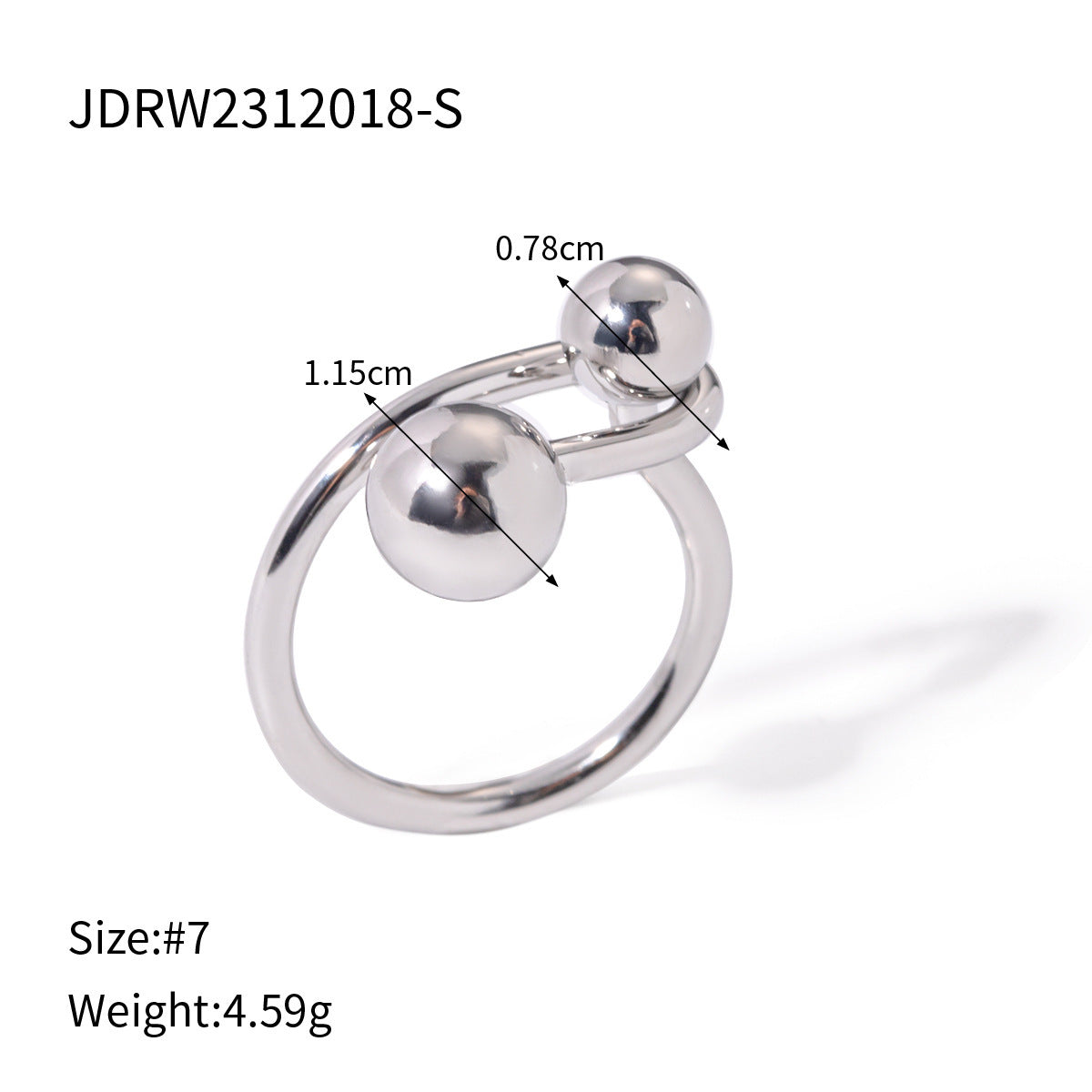 Bague de personnalité sphérique pour femme, anneau à bille en acier doré, anneau à sens élevé
