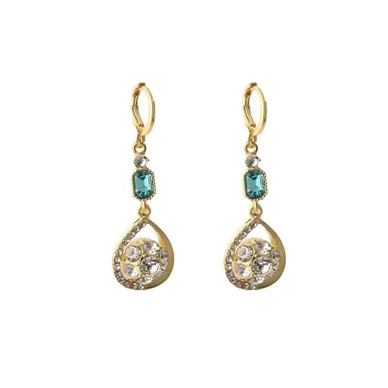 Boucles d'oreilles goutte d'eau en diamant, boule de strass Double face française, boucles d'oreilles stéréo, Clip d'oreille