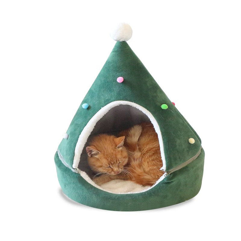Árbol de Navidad Cama para mascotas Invierno Cálido Nido para mascotas Casa para gatos Suministros para mascotas perros