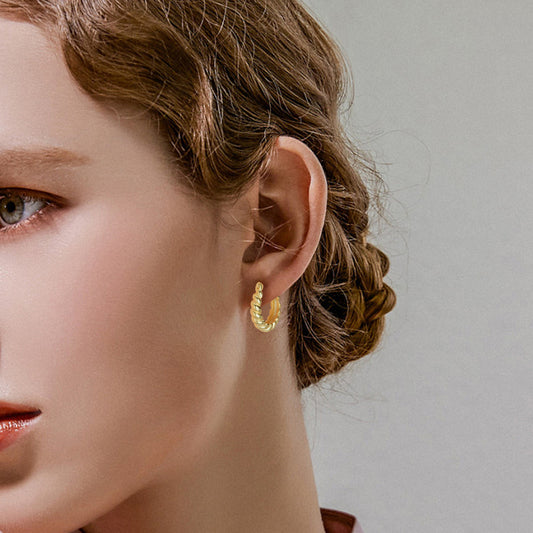 Boucles d'oreilles torsadées en argent sterling pour femmes