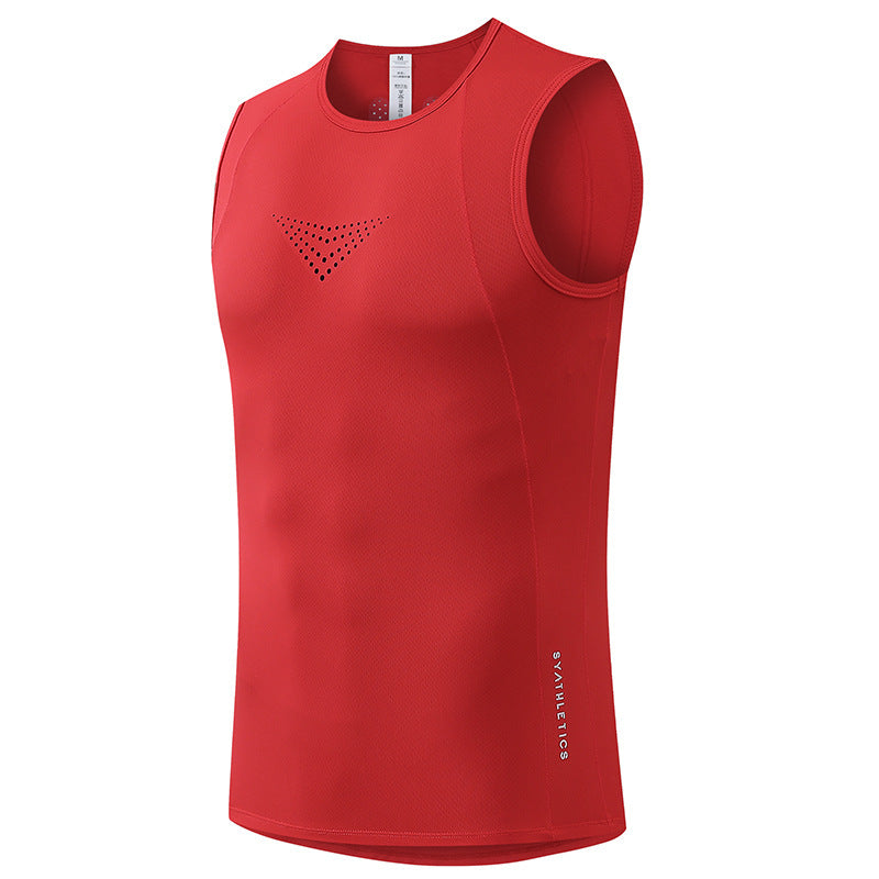 Spring And Summer Men's Quick-drying Outdoor Fitness Sports Vest Breathable High Elastic Solid Color Sleeveless T-shir