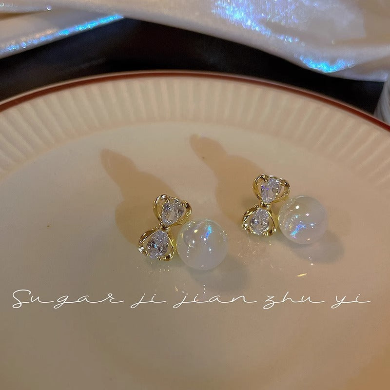 Pendientes de perlas Yuji para hombre, diseño único con aguja de plata de ley, circonita de lujo ligera