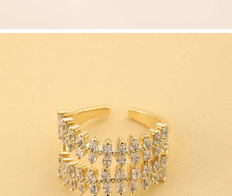 South Korea Light Luxury High Sense Elegant Zircon Ring Line Ins Style