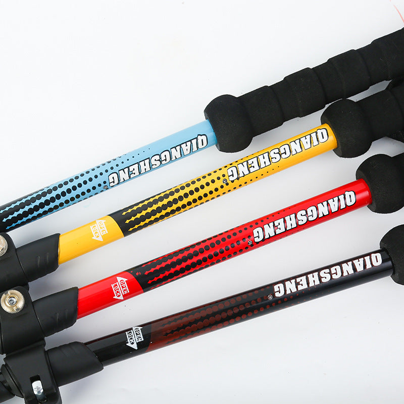 Mango recto al aire libre Trekking Pole con cerradura exterior telescópica