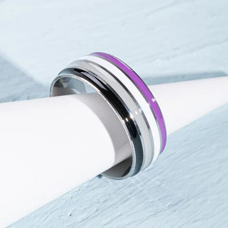 Anillo de goteo multicolor arcoíris para hombre Tide Titanium Steel