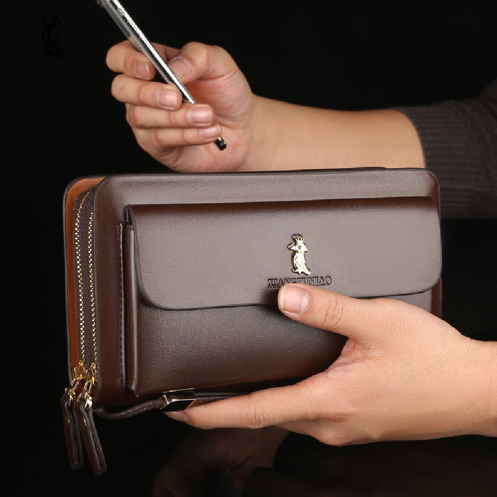 Cartera con cremallera de negocios de moda para hombre