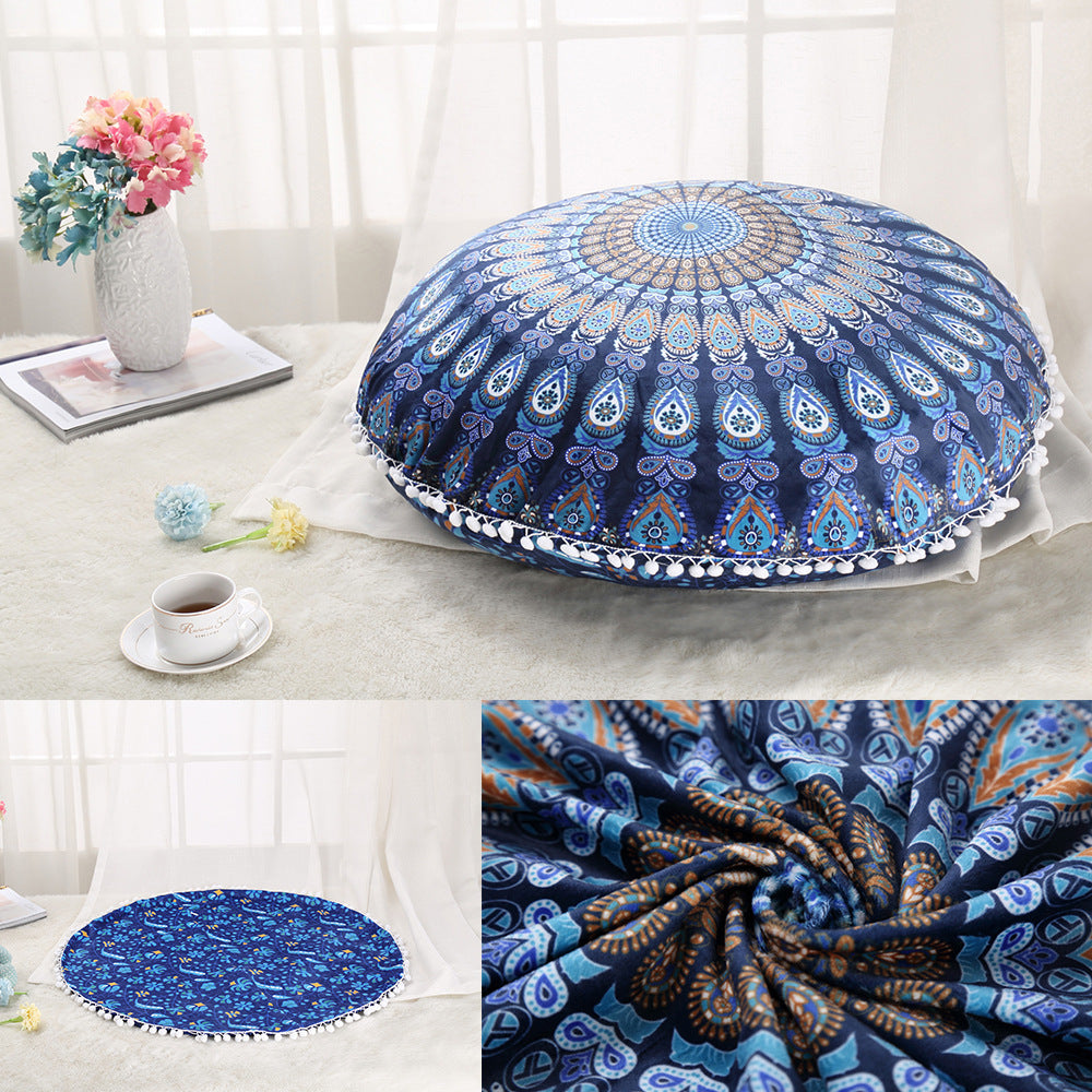 Oreillers de sol Mandala colorés, Ottoman rond, coussin de méditation bohème, Pouf