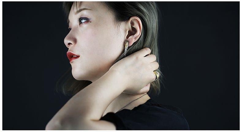 Boucles d'oreilles artistiques pour femmes, ornement, Couple, bague, collier, 925