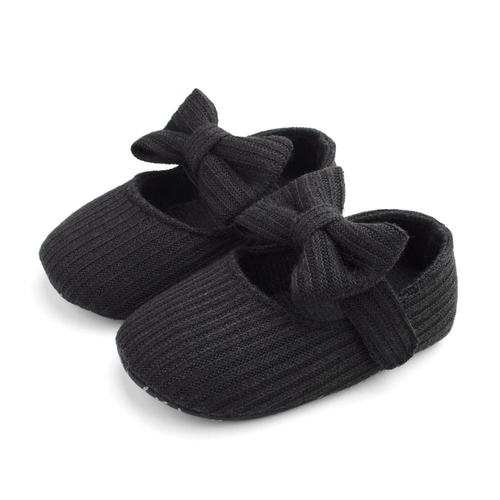 Chaussures de princesse en laine à fleurs pour bébé, chaussures de marche pour bébé avec semelles souples